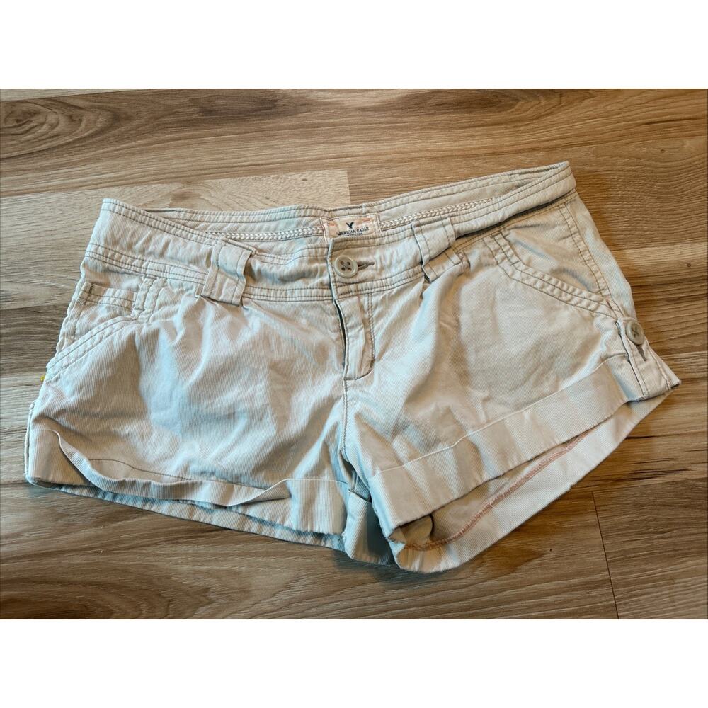 American Eagle Beige Low Rise Ultra Short Micro Shorts Size 4 Y2K Boho